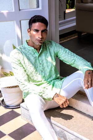 Mint Green Embroidered Kurta Set image 2