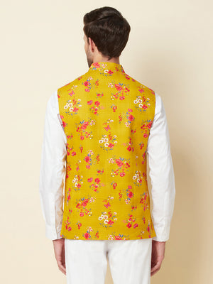 Mustard Print Bundi Jacket image 2