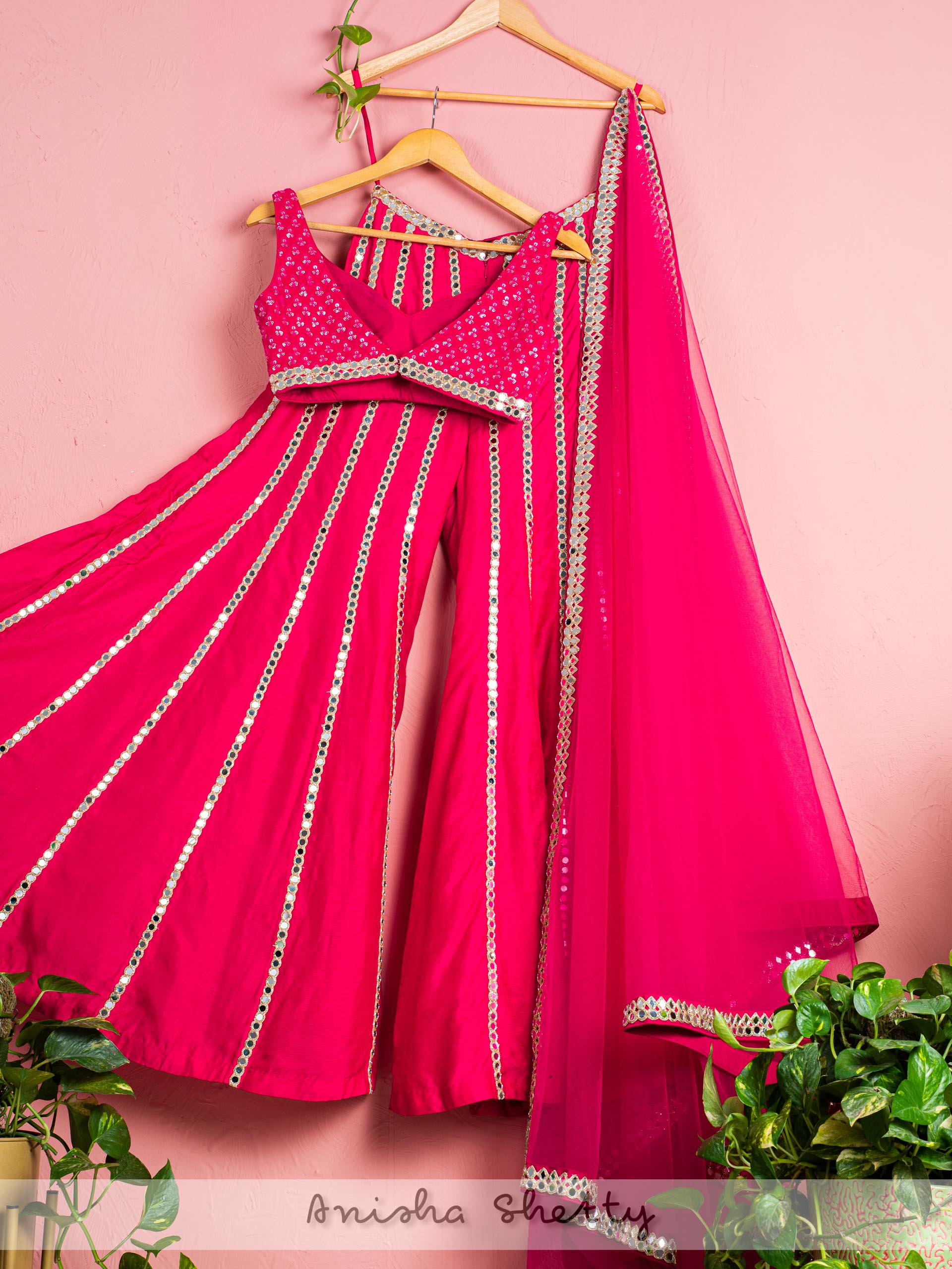 Hot Pink Mirror Sharara Set image 1