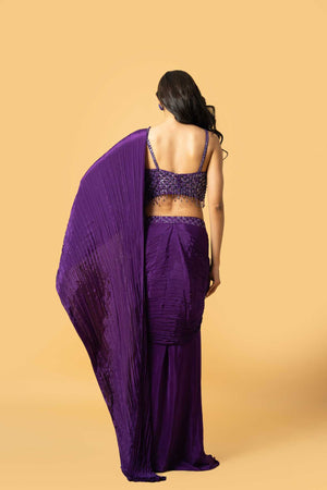 Violet Crepe Saree image 3