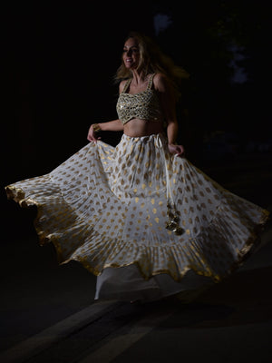 Ivory and Mirror Bustier Lehenga Set image 6