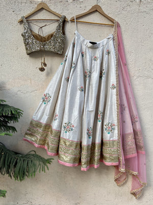 Off White Lehenga with Colourful Embroidery image 2