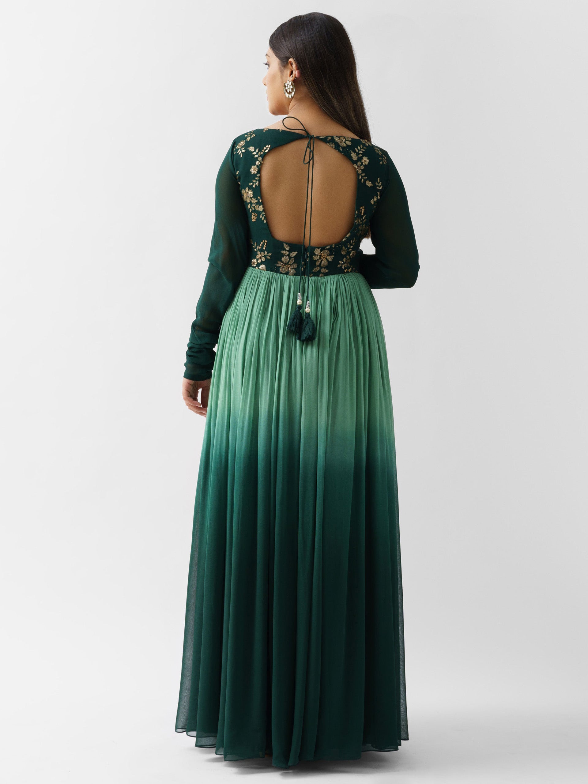 Bottle Green Ombre Anarkali image 1