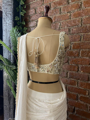 Ivory Ruffle Pre-Stitched Saree image 6