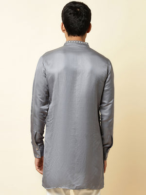 Grey Satin Kurta image 3