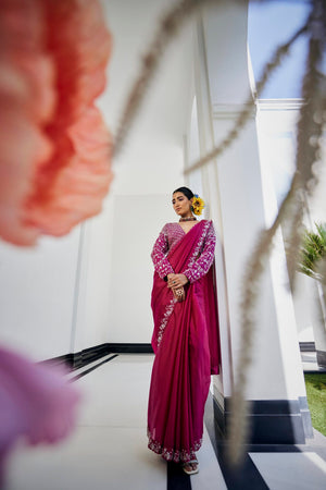 Magenta Katdana Saree image 6