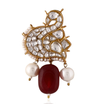 Peacock Design Gold Plated Brooch image 1