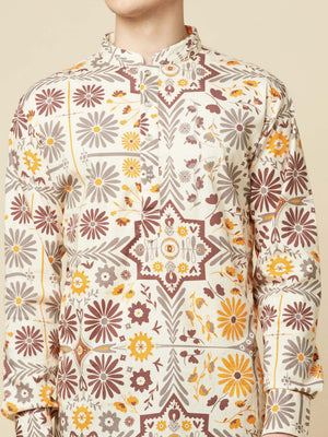 Beige Garden Kurta Set image 5