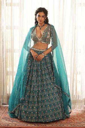 Embroidered Chiffon Lehenga image 8