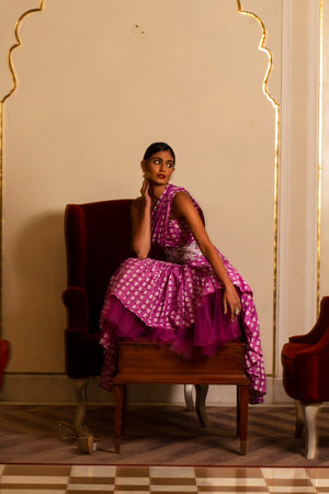 Purple Printed One Shoulder Long Dress image 3
