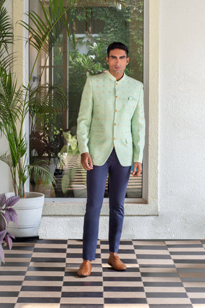 Mint Green Embroidered Jodhpuri Jacket - S image