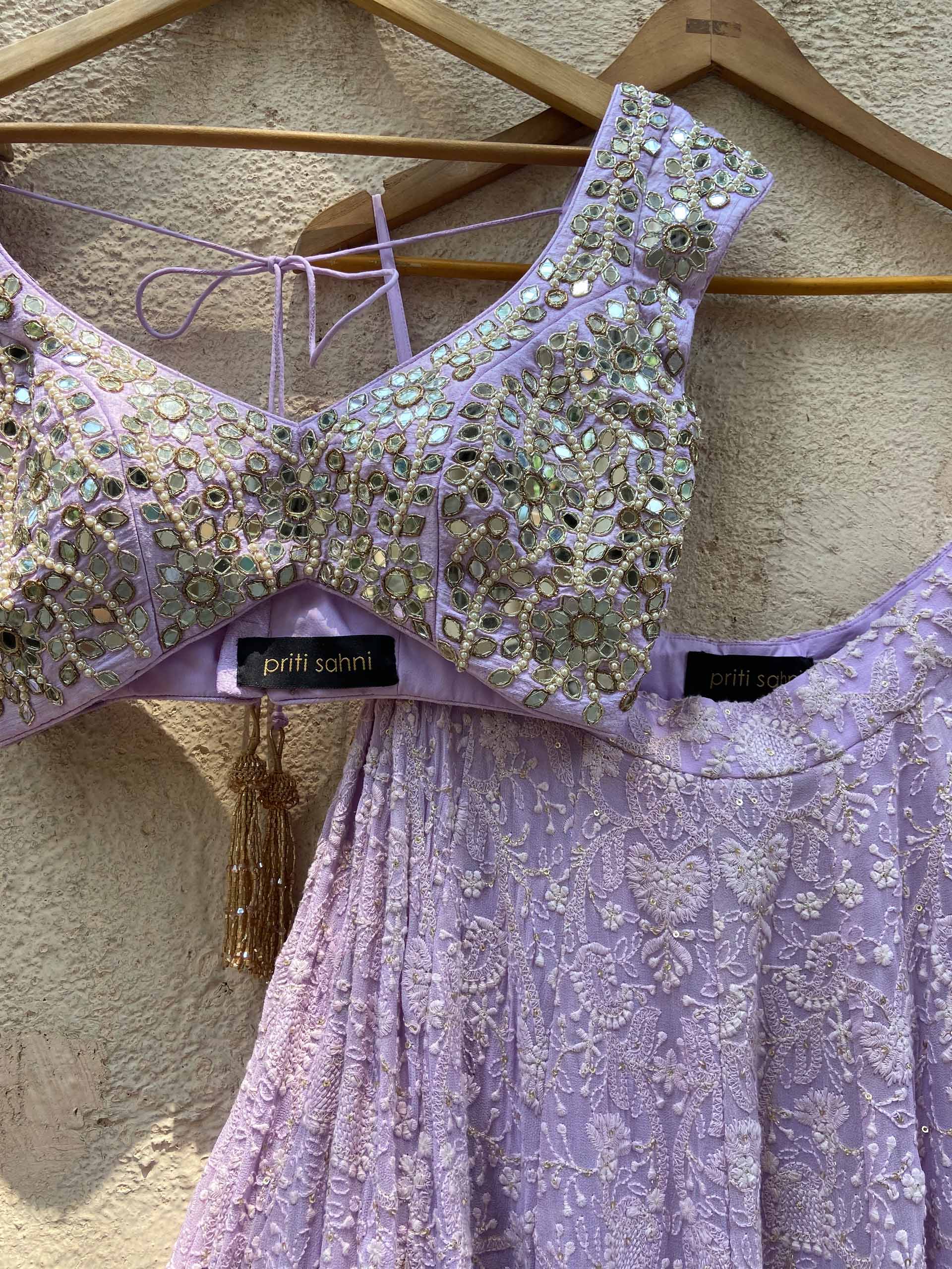 Lavender Lucknowi Mirror Lehenga Set image 1