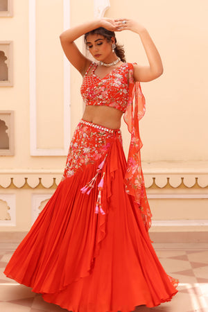 Georgette crepe lehenga image 1