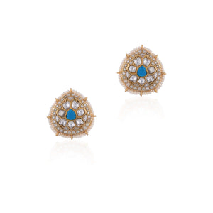 Firozi White Jadtar Stone Necklace With Matching Studs image 1