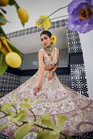 Light Pink Dabka Lehenga Set image 7