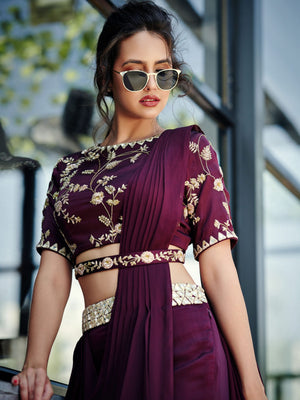 Maroon Pant Saree image 1