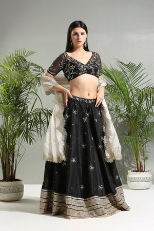 Black Mirror Embroidered Lehenga Set image 3