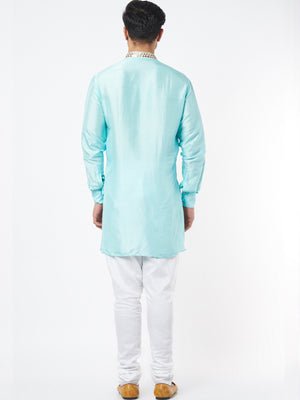 Ice Blue Silk Kurta Set image 2