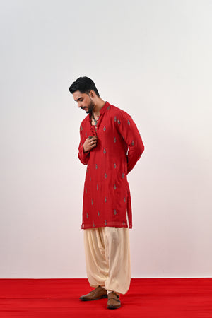 S EMBROIDERED KURTA SET WITH COWL PANTS - Custom image