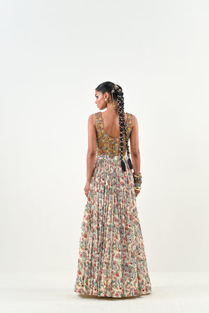 IB LEHENGA WITH EMBROIDERED TASSLE BLOUSE image 2