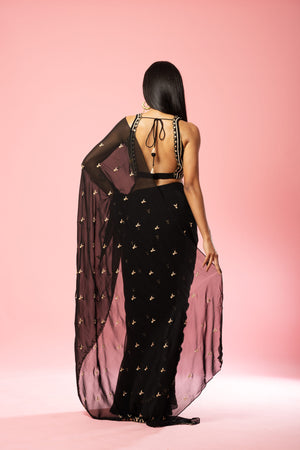 Black Georgette Saree image 3