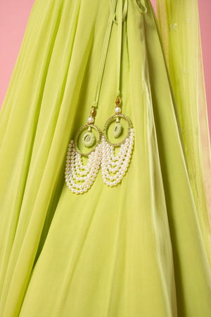 Lime Green Embroidered Lehenga Set image 1
