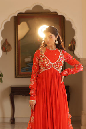 Georgette Crepe Double Neck Anarkali image 2