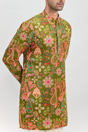 Olive Short Kurta Set image 3