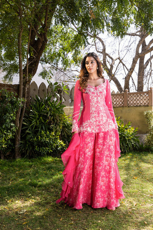 Fuchsia Pink 3 Piece Kurta Set - XL image
