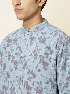 Denim Rose Print Kurta image 1