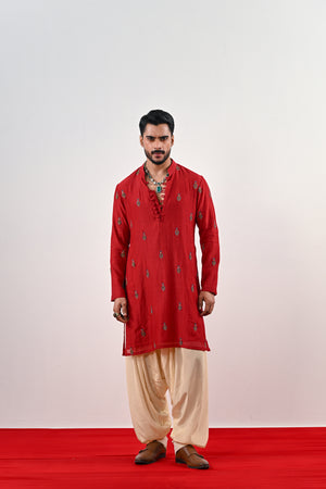 S EMBROIDERED KURTA SET WITH COWL PANTS - S image