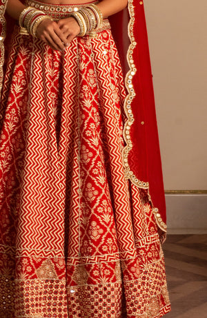 Rustic Red Bridal Lehenga Set image 8