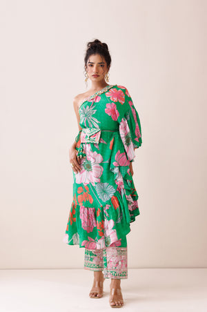 Green One-Shoulder Co-ord Set - L image