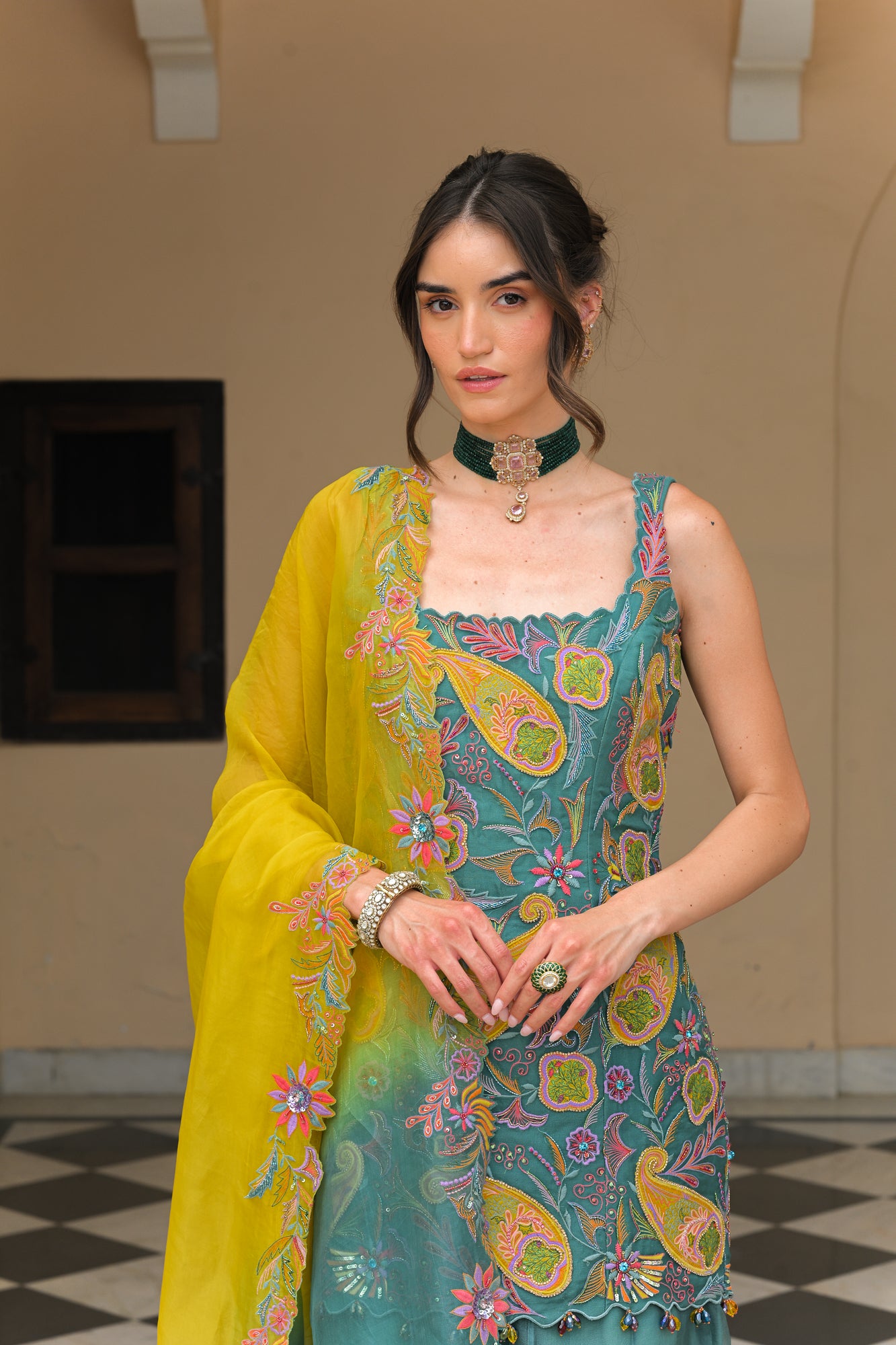 Iris Mist Kurta With Kali Pant and Dupatta