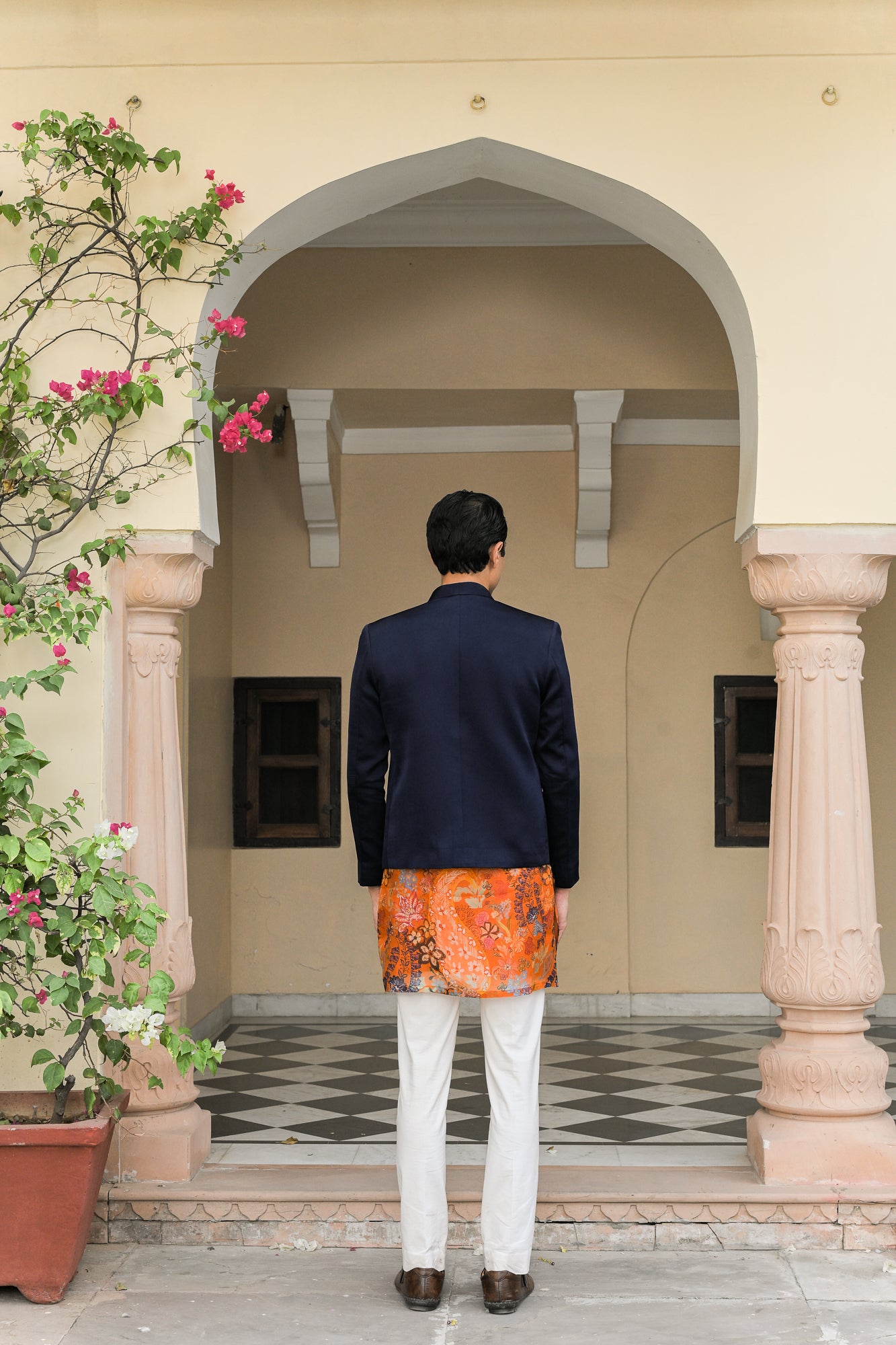 Amber Kurta Paired with Patch Achkan Set