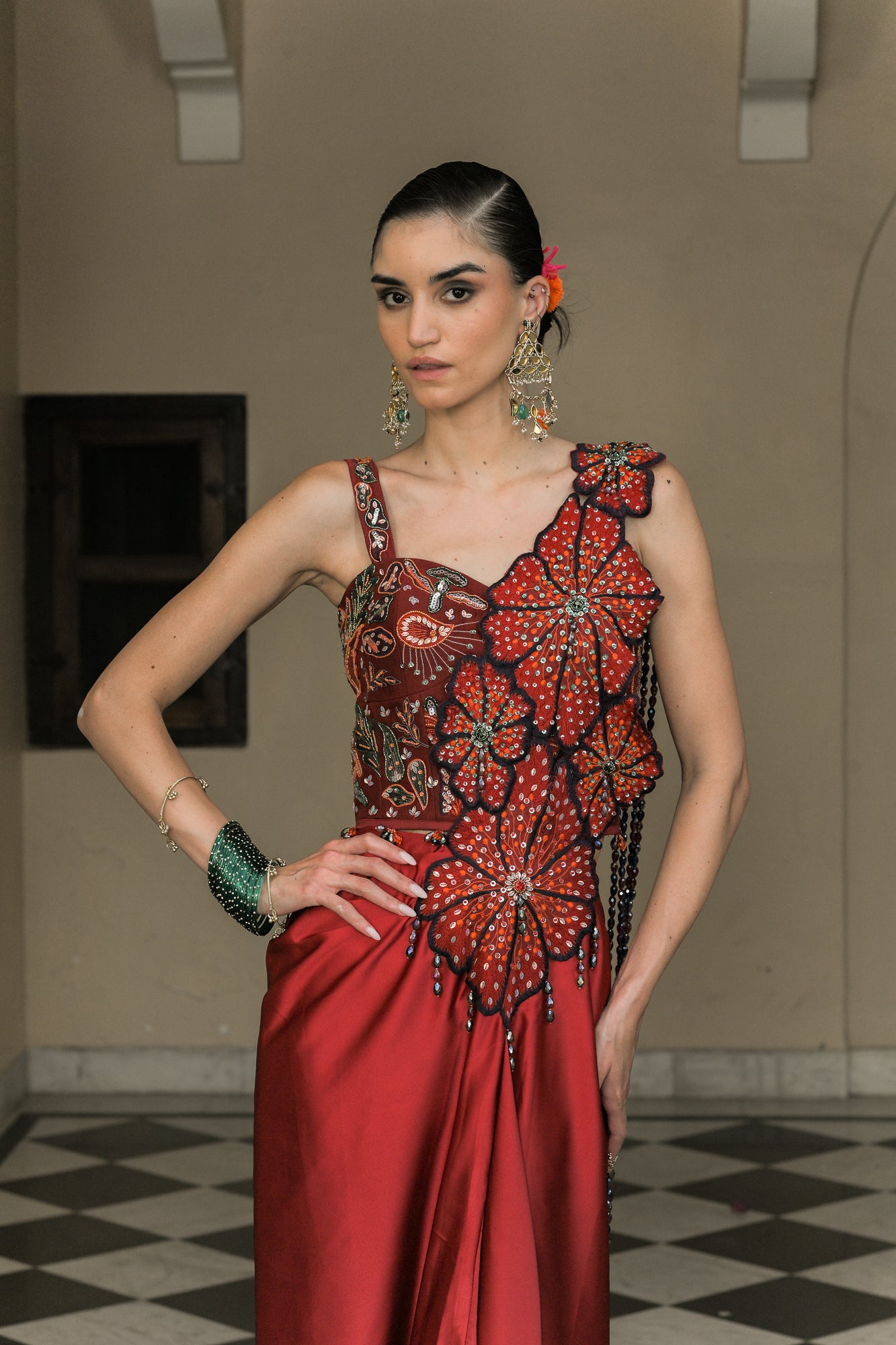 Scarlette Dhoti Saree with Corset Blouse