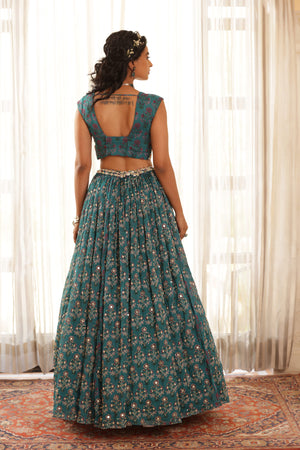 Embroidered Chiffon Lehenga image 21