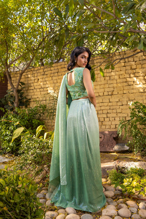Light Green Saree Set image 7