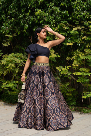 Navy Blue Kaya Printed Lehenga Set image 2