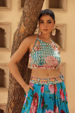 Floral Print Box Pleat Lehenga image 14