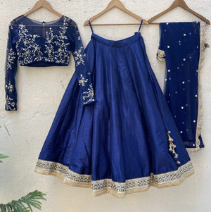 Midnight Blue Mirror Lehenga Set image 2