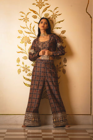 Ajrakh Print Tie-at-Waist Pant Coat Set image 3
