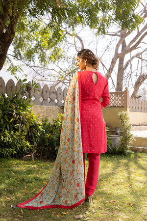 Coral Georgette Kurta Set image 1
