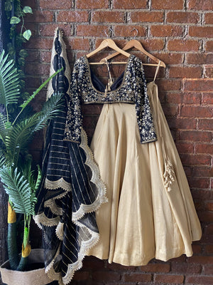 Black and Beige Sharmily Lehenga Set image 2