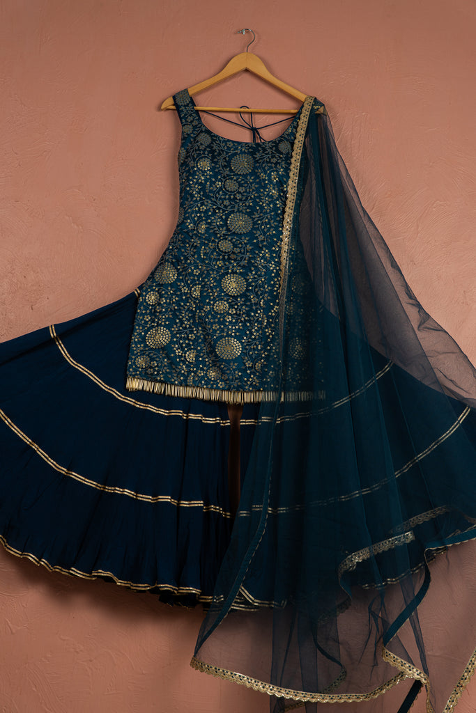 Navy Blue Sharara Set