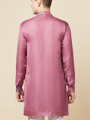 Mauve Art Silk Print Kurta image 1