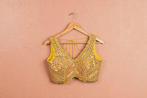 Bumblebee Yellow Lehenga With Colored Blouse image 2