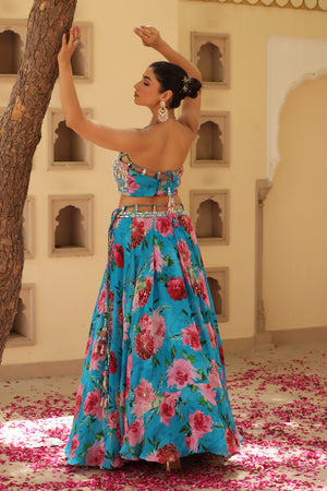 Floral Print Box Pleat Lehenga image 18