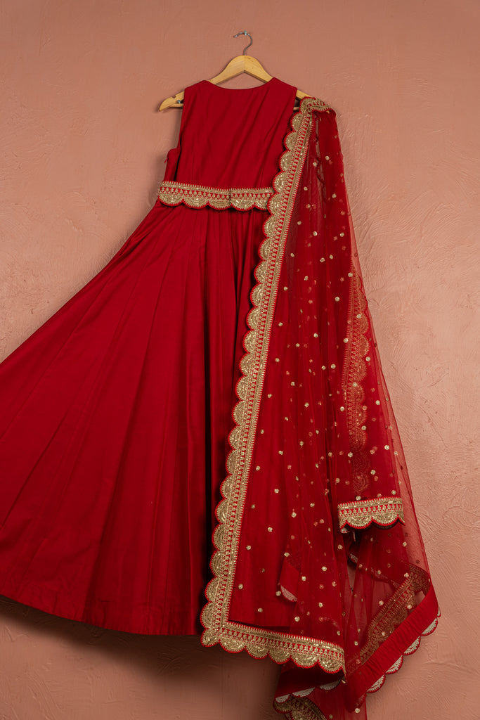 Red Anarkali Set image 1