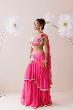 Pink Organza Lehenga Set image 4